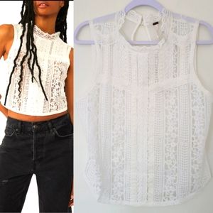 Free People‎ Cottagecore Boho Tea Party White Blouse Top L